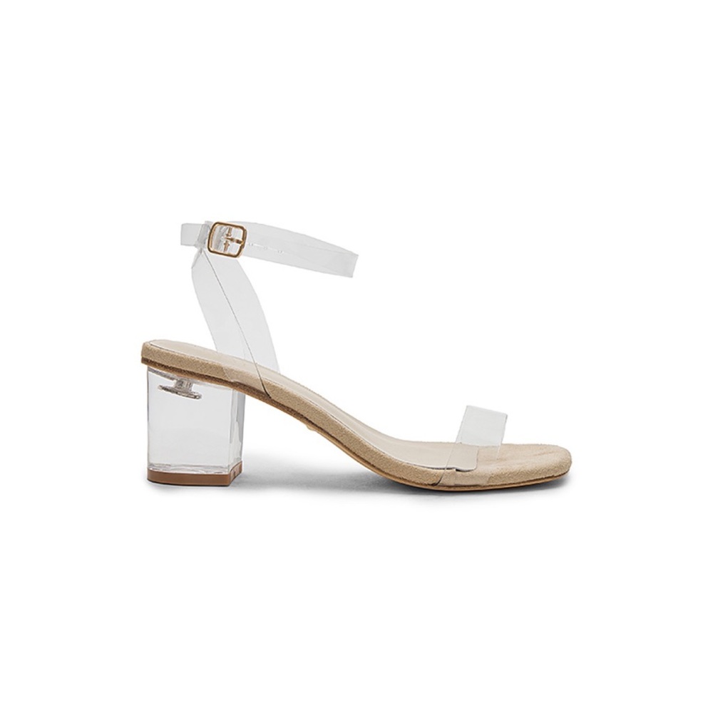 Raye Alto Clear Nude Lucite Block Heels